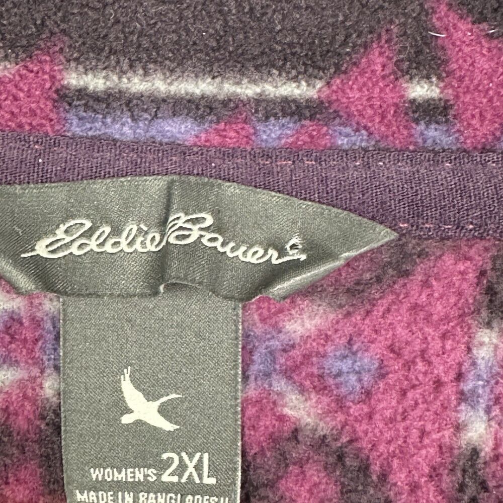 Eddie Bauer Aztec Fleece Pullover Top Womens 2XL 1/4 Zip Western Hiking Colorful - Picture 13 of 16
